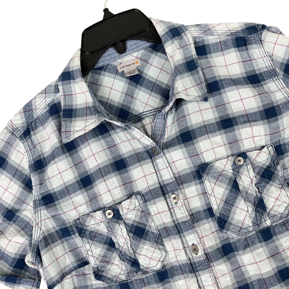 Carhartt Plaid Dual Pocket Chore Shirt Womens‎ M Stretch Button Down Workwear
